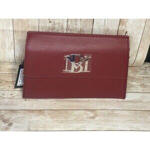 Badgley Mischka Bag Wine Vegan Leather Clutch Crossbody Balanced Block Design